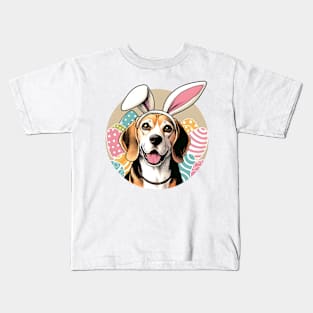 Beagle with Bunny Ears Enjoys Festive Easter Season Kids T-Shirt